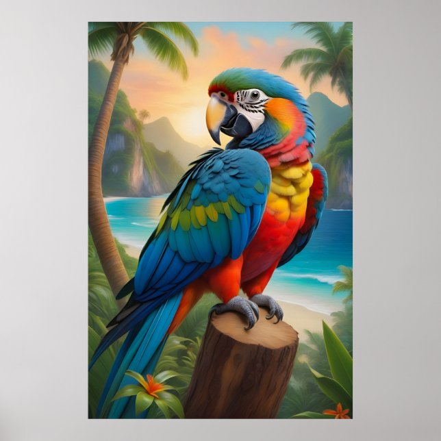 Tropical Hawaiian Parrot Paradise Poster (Framsidan)