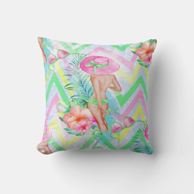 Tropical Hawaiian Pillow Kudde (Framsida)