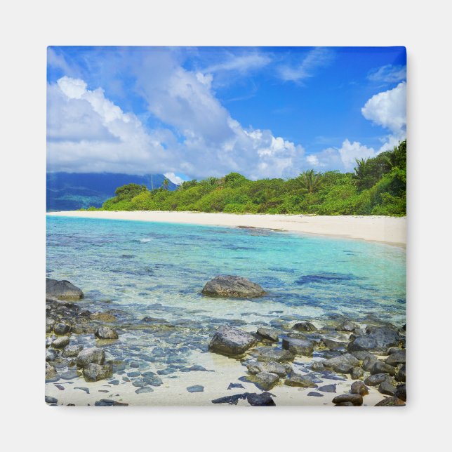 Tropical Hawaiian Rocky Beach Magnet (Framsidan)
