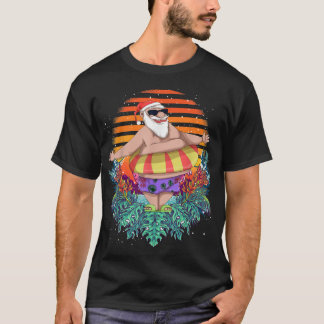 Tropical Hawaiian Summer Funny Jultomten Christm T Shirt