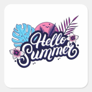 Tropical Hej Summer Sticker Fyrkantigt Klistermärke