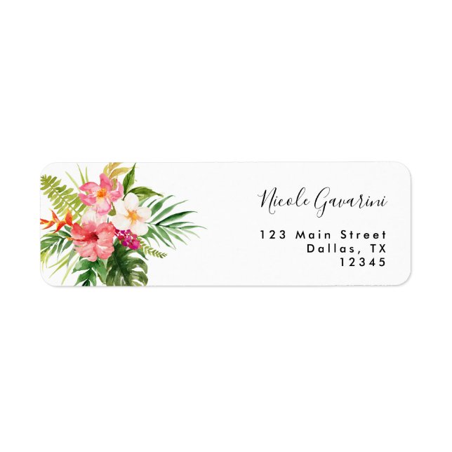 Tropical Hibiscus Address Label Returadress Etikett (Framsidan)