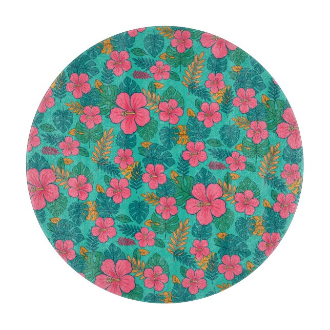 Tropical Hibiscus and Palm Leaf Pattern  (Framsidan)