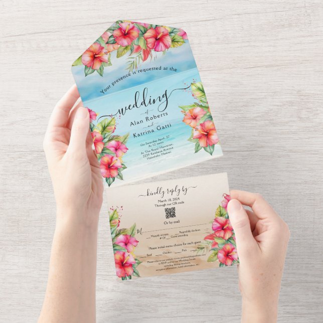 Tropical Hibiscus Beach All in One Wedding Investi (Tearaway)