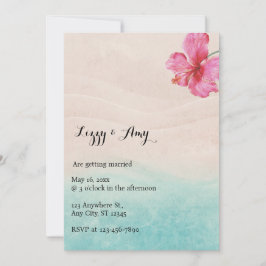 Tropical Hibiscus Beach Wedding bjudande Inbjudningar