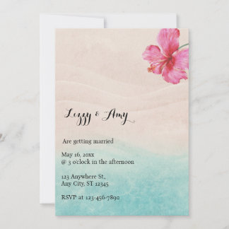 Tropical Hibiscus Beach Wedding bjudande Inbjudningar