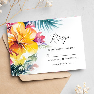 Tropical Hibiscus Blommigt Destination Wedding OSA Kort