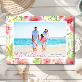 Tropical Hibiscus Blommigt Mele Kalikimaka Julkort