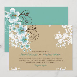 Tropical Hibiscus Blue Luau Beach Wedding Inbjudan