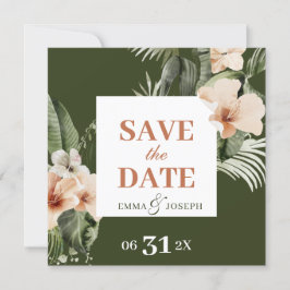 Tropical hibiscus boho pastel "Save the Date" Inbjudningar