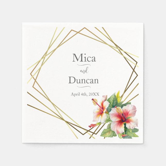 Tropical Hibiscus Bröllop Pappersservett (Framsidan)