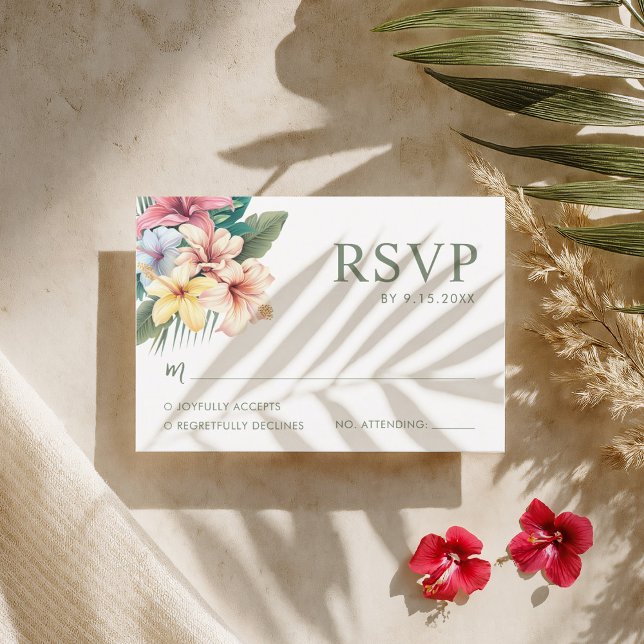 Tropical Hibiscus Destination Wedding OSA kort (Skapare uppladdad)