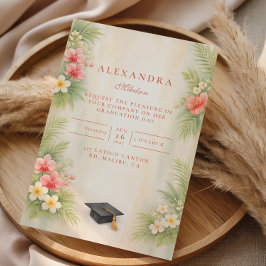 Tropical Hibiscus Floral Graduation Inbjudningar