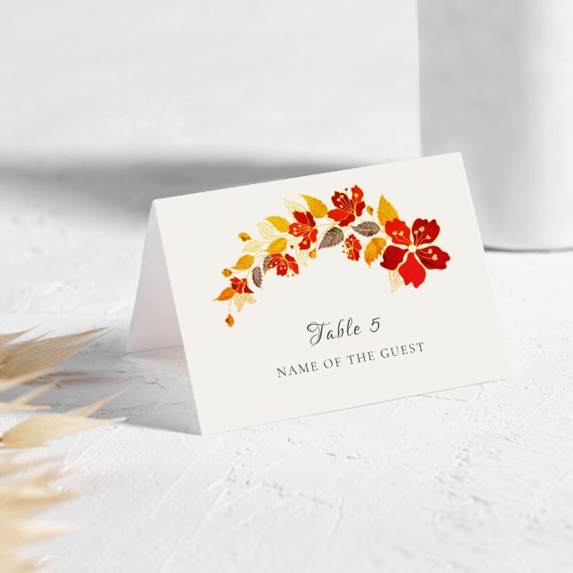 Tropical Hibiscus Florals Wedding Place Card Bordsnummer (Skapare uppladdad)