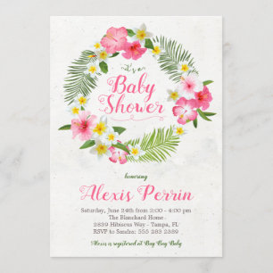 Tropical Hibiscus Flowers Baby Shower-inbjudan Inbjudningar