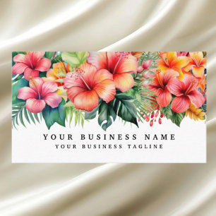 Tropical Hibiscus Flowers Blommigt Visitkort