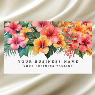 Tropical Hibiscus Flowers Blommigt Visitkort