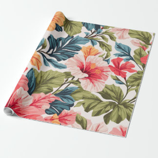 Tropical Hibiscus Flowers Elegance Presentpapper