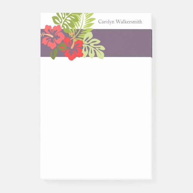 Tropical Hibiscus Flowers Summer Beach Botanical Post-it Block (Framsida)