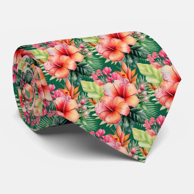 Tropical Hibiscus Flowers Summer Neck Tie Slips (Rullad)