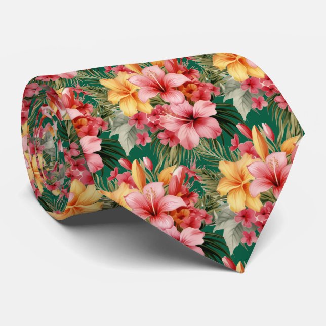 Tropical Hibiscus Flowers Summer Neck Tie Slips (Rullad)