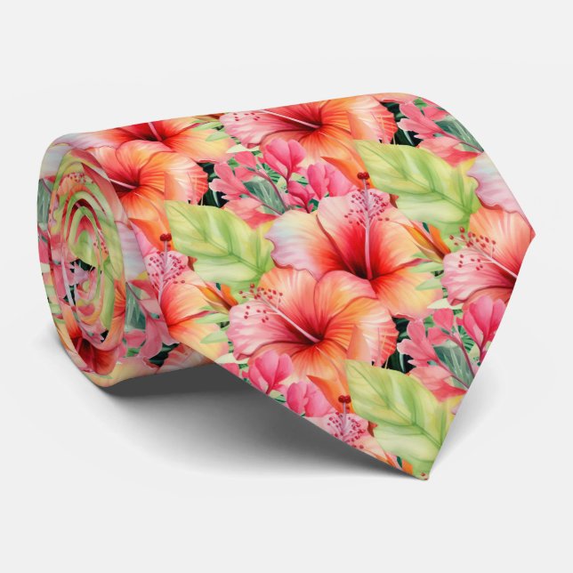 Tropical Hibiscus Flowers Summer Neck Tie Slips (Rullad)