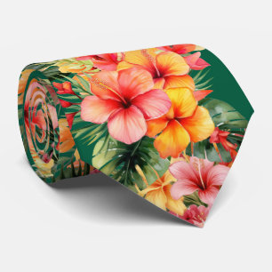 Tropical Hibiscus Flowers Summer Neck Tie Slips