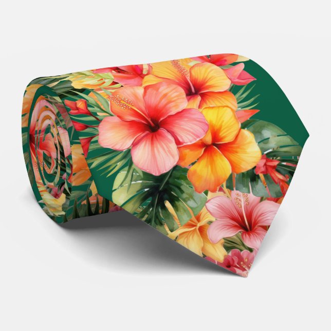 Tropical Hibiscus Flowers Summer Neck Tie Slips (Rullad)