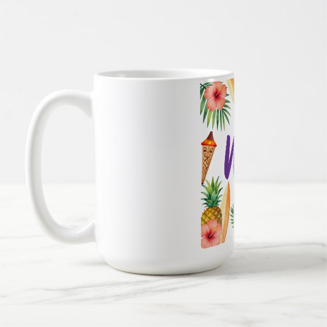 Tropical Hibiscus Frame Aloha Vibes Kaffemugg (Vänster)