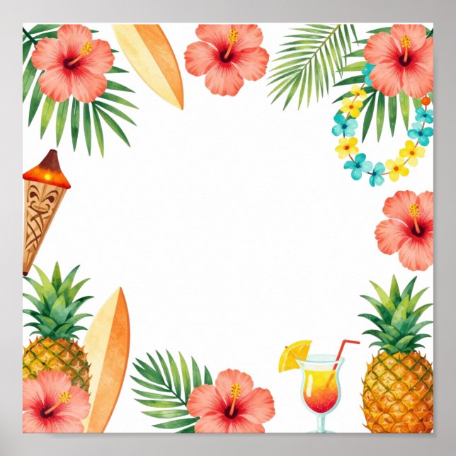 Tropical Hibiscus Frame Aloha Vibes Poster (Framsidan)