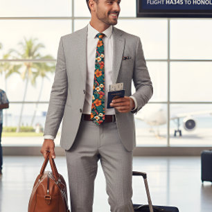 Tropical hibiscus Hawaiian Blommigt Two-Sided Tie Slips
