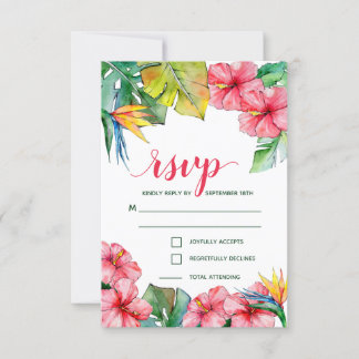 Tropical Hibiscus Hawaiian Bröllop OSA Kort