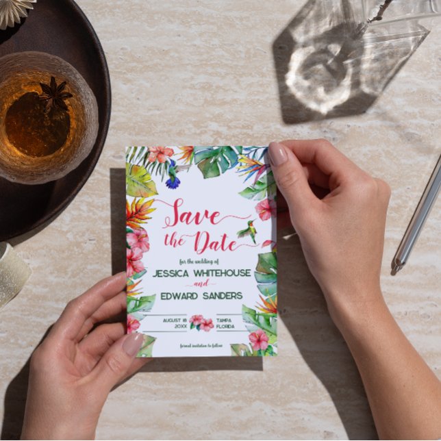 Tropical Hibiscus Hawaiian Bröllop spara datum Spara Datumet (Skapare uppladdad)