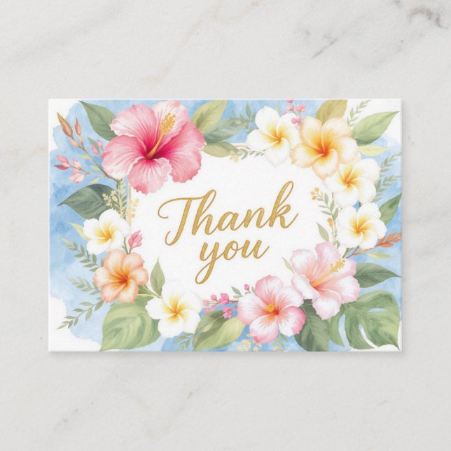 Tropical Hibiscus Hawaiian Thank You Card Tilläggskort (Framsida)