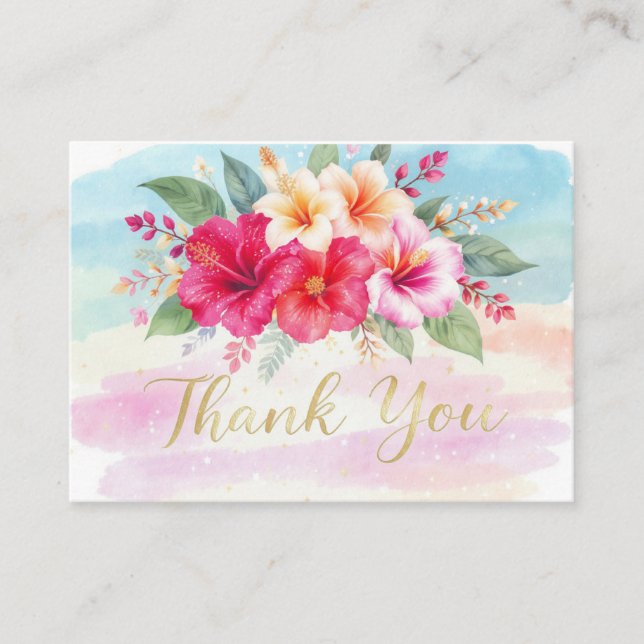Tropical Hibiscus Hawaiian Thank You Card Tilläggskort (Framsida)