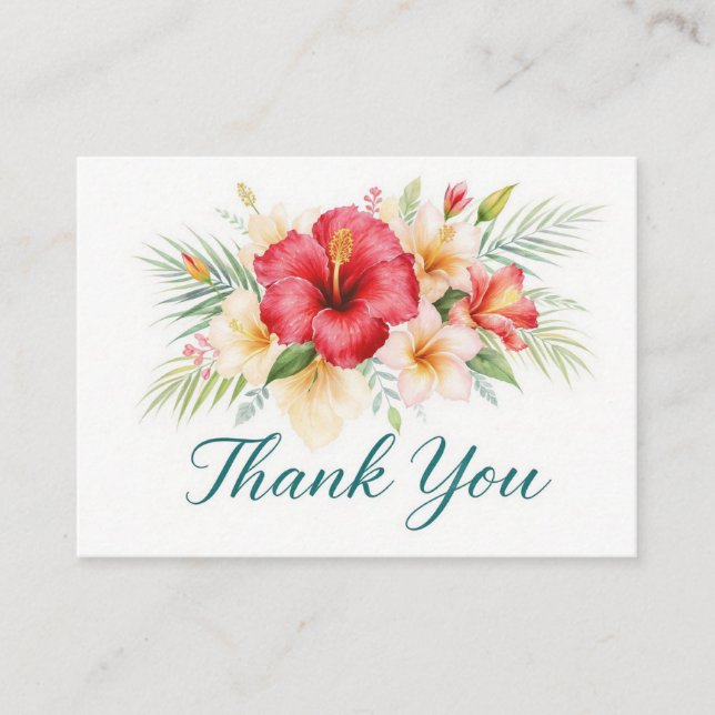 Tropical Hibiscus Hawaiian Thank You Card Tilläggskort (Framsida)