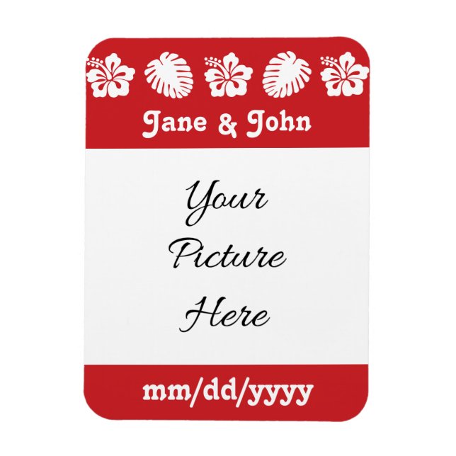 Tropical Hibiscus in Cherry Spara-the-Date Magnet (Vertikal)