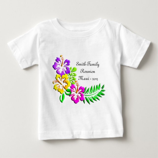 Tropical Hibiscus Mönster T-shirt (Framsida)