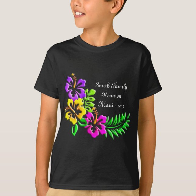 Tropical Hibiscus Mönster Tee Shirt (Framsida)