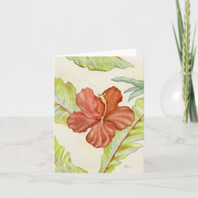 Tropical Hibiscus Notecard Kort (Framsida)