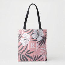 Tropical Hibiscus rosa Monogram personlig