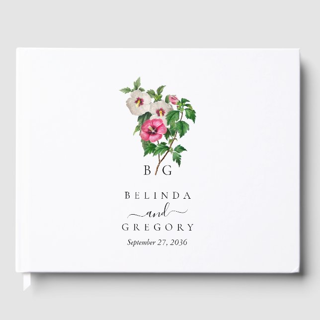 Tropical Hibiscus Sommar Bröllop Gästböcker (Framsida)