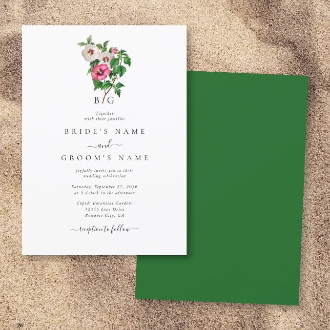 Tropical Hibiscus Sommar Bröllop Inbjudningar (Watercolor Tropical Hibiscus Summer Wedding Invitation)