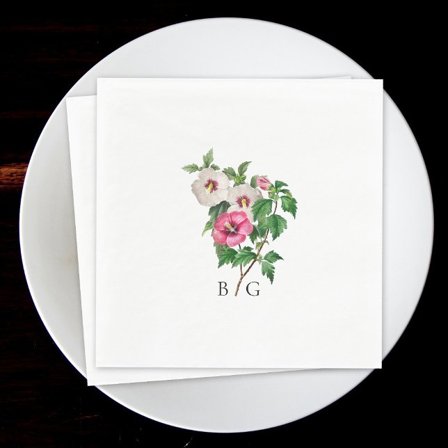 Tropical Hibiscus Sommar Bröllop Pappersservett (Watercolor Tropical Hibiscus Summer Wedding Napkins)