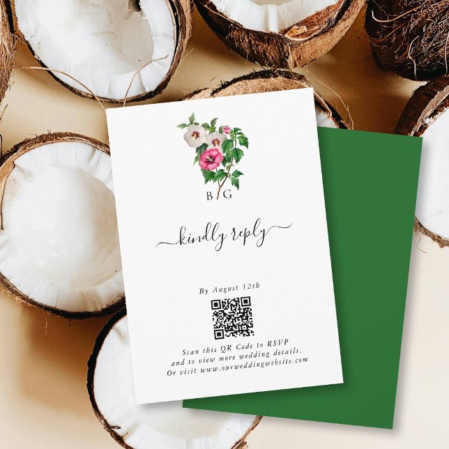 Tropical Hibiscus Sommar Bröllop Tilläggskort (Watercolor Tropical Hibiscus Summer Wedding Enclosure Card)