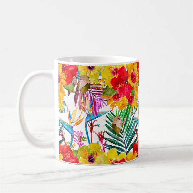 Tropical Hibiscus, sommaren Mönster Kaffemugg (Vänster)