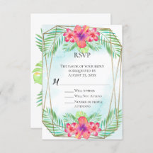 Tropical Hibiscus Watercolor Beach Wedding OSA