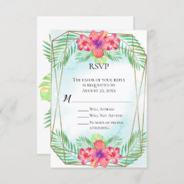 Tropical Hibiscus Watercolor Beach Wedding OSA Inbjudningar