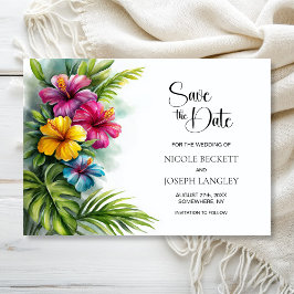Tropical Hibiscus Wedding Save the Date Spara Datumet