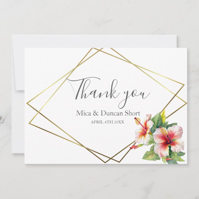 Tropical Hibiscus Wildblomma Bröllop Tack (Framsida)